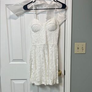 White Lace Spaghetti Strap Dress